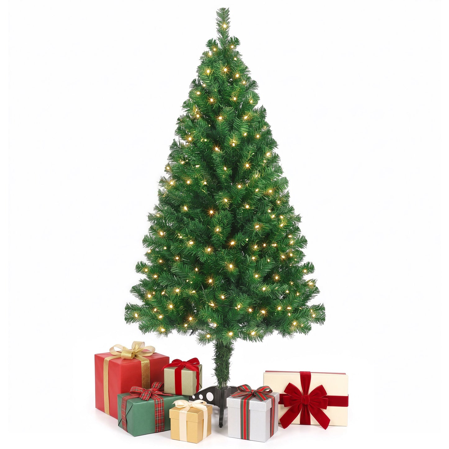 Leyaron Christmas Tree with Lights, 4FT Prelit Artificial Small Christmas Tree for Outdoor Indoor Holiday Office Xmas Home Decor, Green