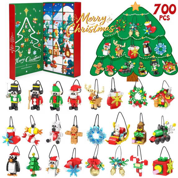 Leyaron Christmas Advent Calendar, 24 Day Christmas Countdown Building Block Set Hanging Ornament Holiday Family Gift for Kids Boys Girls Teens Adult