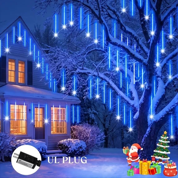 Leyaron Christmas Icicle Lights, 20 Tubes 720 LED Christmas Meteor Shower String Lights for Outdoor Tree Wedding Holiday Party Home Xmas Decor, Blue