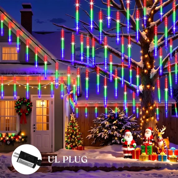 Leyaron Christmas Icicle Lights, 20 Tubes 720 LED Christmas Meteor Shower String Lights for Outdoor Tree Wedding Holiday Party Home Xmas Decor, Multicolor