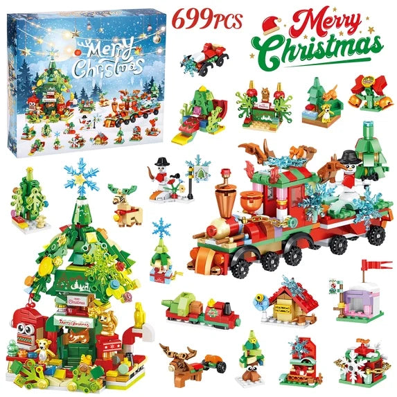 Leyaron Christmas Advent Calendar, 24 Day Christmas Countdown Building Block Set Decorations Holiday Family Gift for Kids Boys Girls Teens Adult