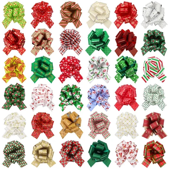 Leyaron Christmas Bows, 36 Pcs Christmas Ribbon Bows for Gift Wrapping Bouquet Basket Bottles Supplies Xmas Present Decor