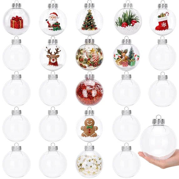 Leyaron Clear Christmas Ornament Balls, 24 Pcs 3.15" Christmas Plastic Fillable Clear Ornament for Crafts DIY Holiday Xmas Tree Party Wedding Home Decor