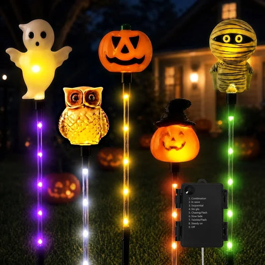 Leyaron Halloween Decorations Outdoor Lights, 10-Pack 8 Modes Halloween Pumpkin Ghost Garden Stake Lights Waterproof for Outside Home Patio Yard Pathway Grave Lawn Porch Party Decor