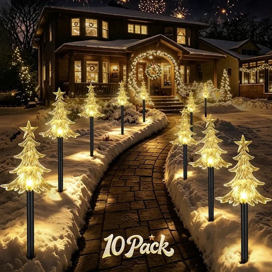 Leyaron Christmas Outdoor Decorations Lights, 10 Pack 8 Modes Christmas Pathway Stake Lights with for Outside Yard Garden Path Lawn Patio Grave Party Home Decor